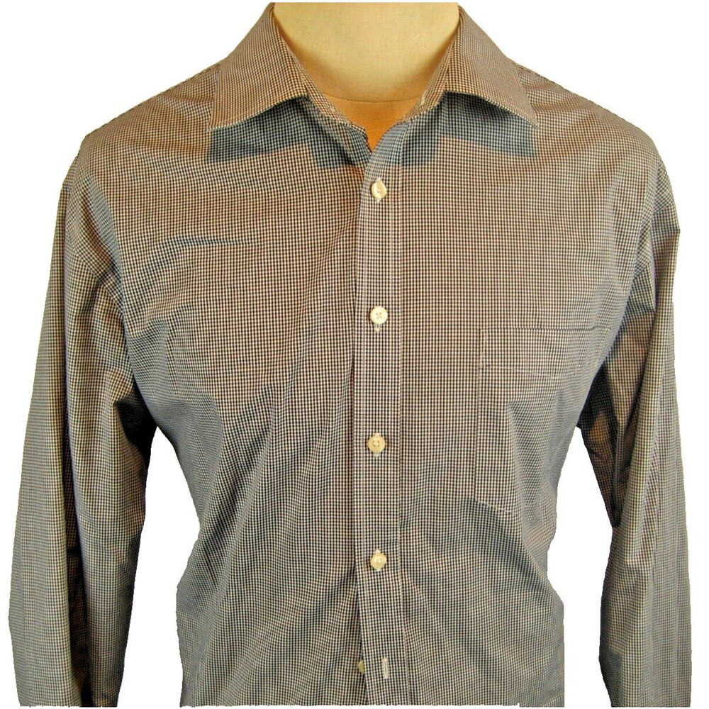 Mens Merona Blue Houndstooth Check Cotton LS Casual Shirt sz 2XL